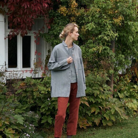 Linenfox Gray Vika Wool & Linen Shirt XS *Oversized* - Picture 3 of 10